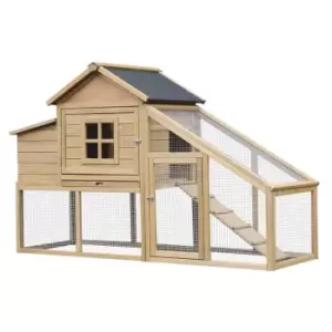 Image of Pawhut Wooden Chicken Coop Withoutside Run Nesting Box Slide Out Tray Ramp