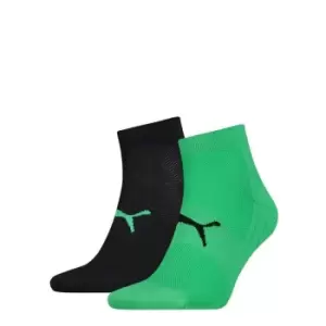 Image of Puma 2 Pack of Performance quarter Socks - Green