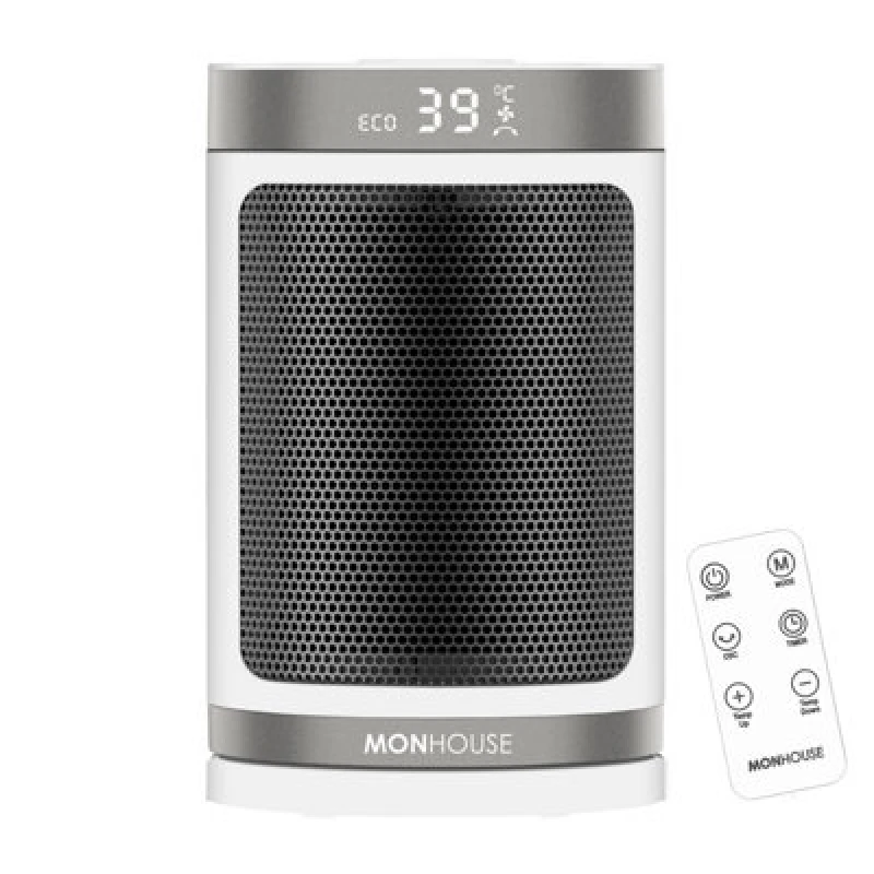 Image of MONHOUSE 1500W Energy Efficient Electric PTC Portable Heater 12H Timer - 24cm in White White Unisex