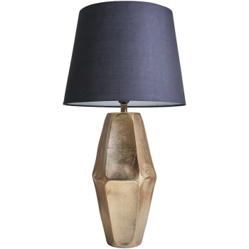 Image of Gold Metal Table Lamp with Tapered Lampshade - Black