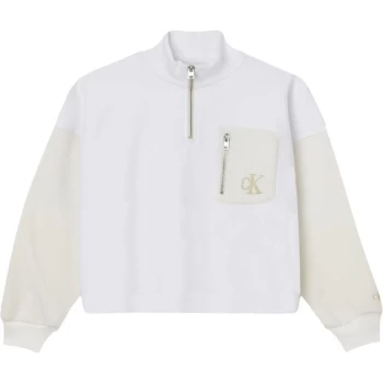 Image of Calvin Klein Jeans Polar Zip Fleece Sweatshirt - MUSLIN