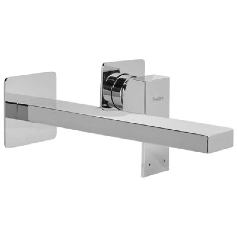 Image of Beliani Wall Mounted Basin Mixer Tap Antofagasta Brass Silver