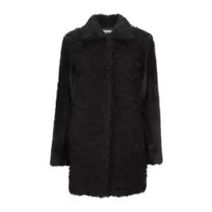 Image of James Lakeland Mix Faux Fur Panel Coat - Black