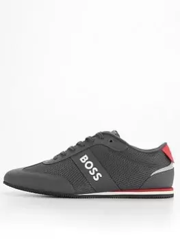 Image of BOSS Rusham Lowp Trainer, Dark Grey, Size 12, Men