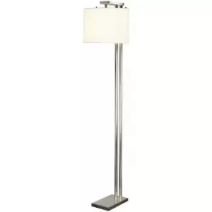 Image of Loops - Floor Lamp 2 Metal Columns White Shade Included Brushed Nickel LED E27 60W Bulb