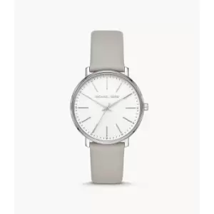 Image of Michael Kors Womens Pyper Three-Hand Leather Watch - Gray