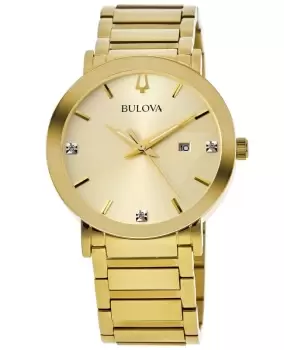 Image of Bulova Diamond Gold Tone Dial and Steel Mens Watch 97D115 97D115