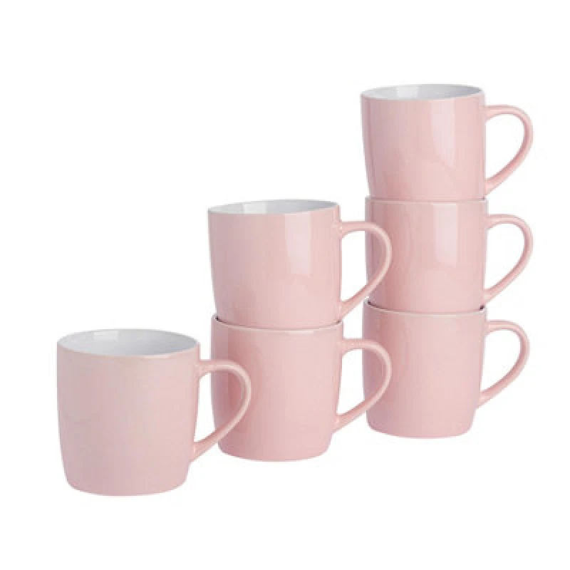 Image of Argon Tableware 2X Coloured Coffee Mugs - 350Ml - Pink - Durable Stoneware Cappuccino Tea Cup Dishwasher & Microwave Safe