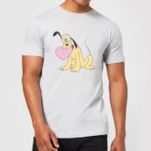 Image of Disney Pluto Love Heart Mens T-Shirt - Grey - M