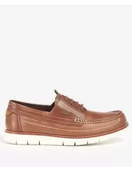 Image of Barbour Hardy Leather Boat Shoes - Brown, Size 11, Men