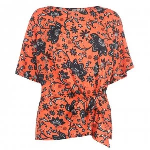 Image of Biba Tie Detail Top - Orange Paisley