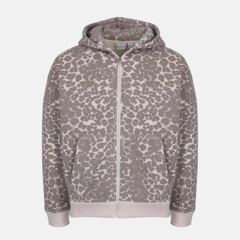 Image of Miso Womens Leopard Full-Zip Fleece Leopard female 8 (XS)