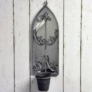 Image of Metal Rusty Wall Mirror With Planter