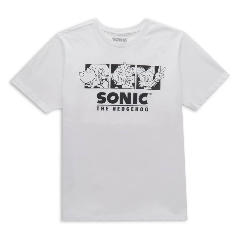 Image of Sonic The Hedgehog Trio Mens T-Shirt - White - 3XL