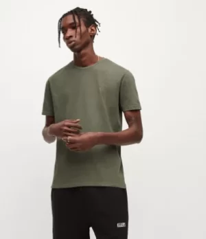 Image of AllSaints Mens Ossage Crew T-Shirt, Nori Green, Size: M