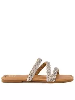 Image of Dune London Lassa Flat Sandals - Tan, Brown, Size 8, Women