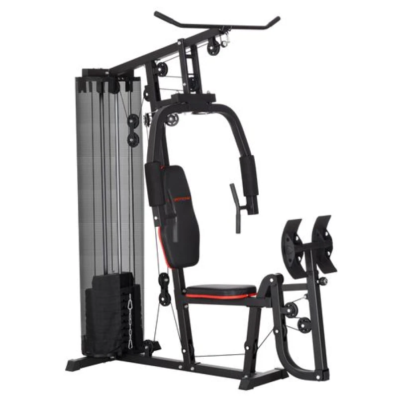 Image of SPORTNOW Home Gym Machine Compact Multi Gym with 45kg Weight Stack, Black A91-319V01BK