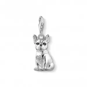 Image of Sterling Silver Enamel Zirconia Bulldog Charm 1726-041-21
