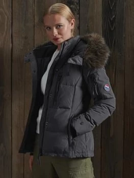 Image of Superdry Premium Rescue Down Jacket, Grey, Size 6, Women