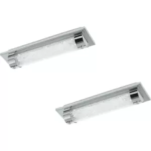 Image of 2 PACK Wall Flush Ceiling Light Colour Chrome Shade Clear Plastic Crystal LED 8W