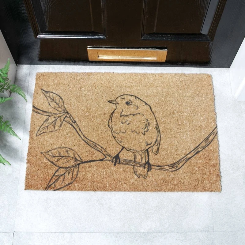 Image of Artsy Mats Pencil Robin Doormat, Brown 6040-ROBIN
