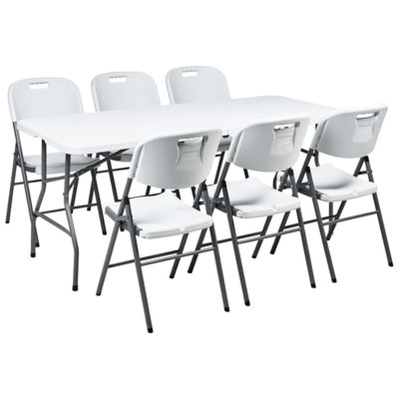 Image of Beliani Garden Dining Set 6 Seater Cugnoli Folding White