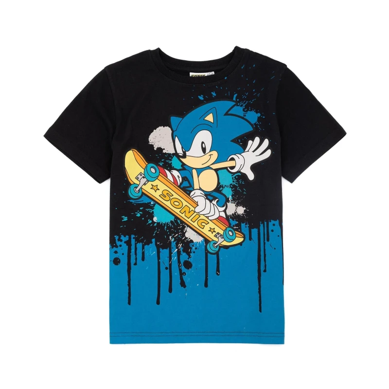Image of (11-12 Years) Sonic the Hedgehog Short Sleeved T-Shirt (Boys Black)