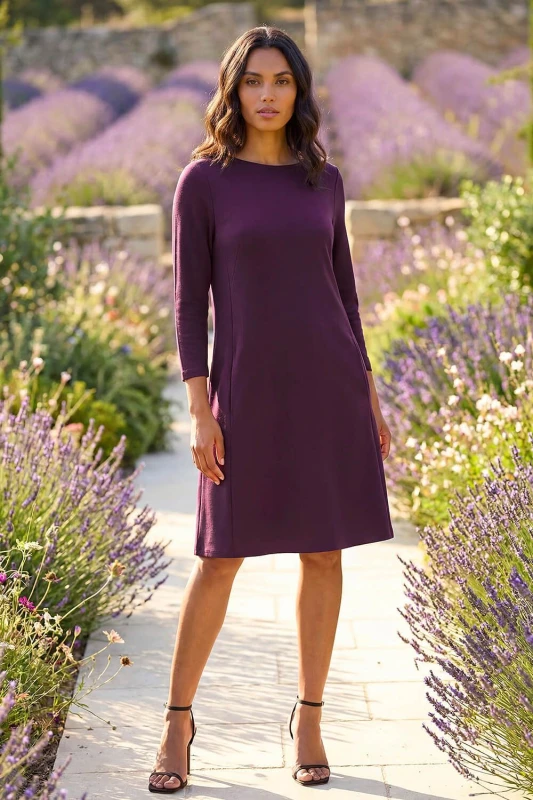 Image of Roman A-Line Pocket Detail Swing Dress Purple
