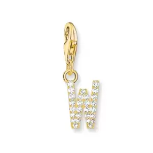Image of THOMAS SABO Gold Plated Zirconia Letter W Charm