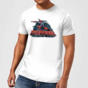 Image of Marvel Deadpool Sword Logo Mens T-Shirt - White - M