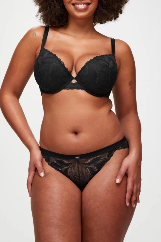 Image of KBX Womens Harper Padded Plunge Bra in Black Size: 36D Black Female 36D