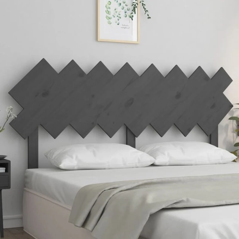Image of Vidaxl Bed Headboard Grey 159.5X3X80.5cm Solid Wood Pine, Grey 819232