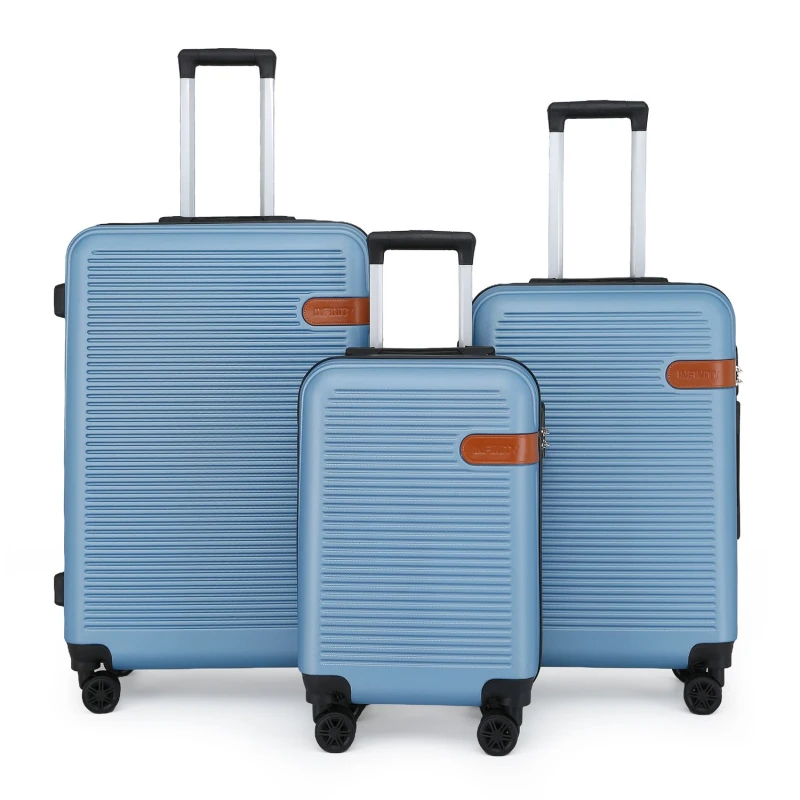 Image of Infinity Leather Hardshell Suitcases Robust ABS Lightweight Luggage Holiday Bag in Blue Size: Medium Blue Unisex Medium