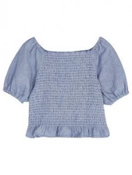 Image of Mintie By Mint Velvet Girls Chambray Stripe Top - Blue