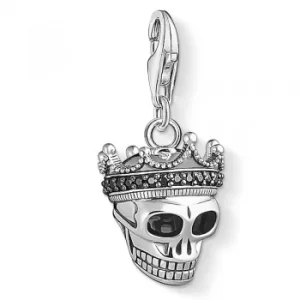 Image of THOMAS SABO Silver Black Cubic Zirconia Crown Skull Charm 1554-643-11