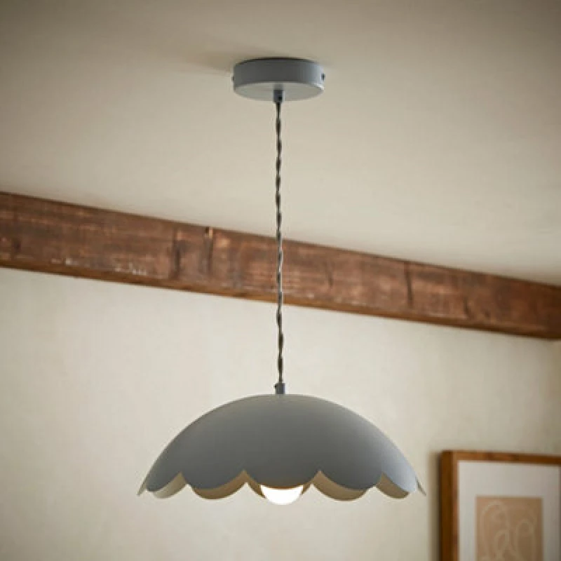 Image of Valuelights Millie Powder Blue Scallop Pendant Ceiling Light