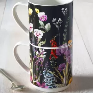Image of Set of 2 MM Living Maisie Stacking Mugs Black