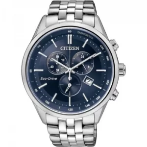 Image of Mens Citizen Eco-drive Chronograph Wr100 Chronograph Stainless Steel Watch
