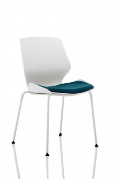 Image of Florence White Frame Visitor Chair in Maringa Teal KCUP1538