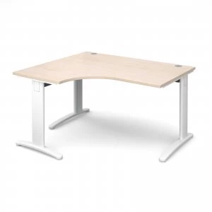 Image of TR10 Deluxe Left Hand Ergonomic Desk 1400mm - White Frame maple Top