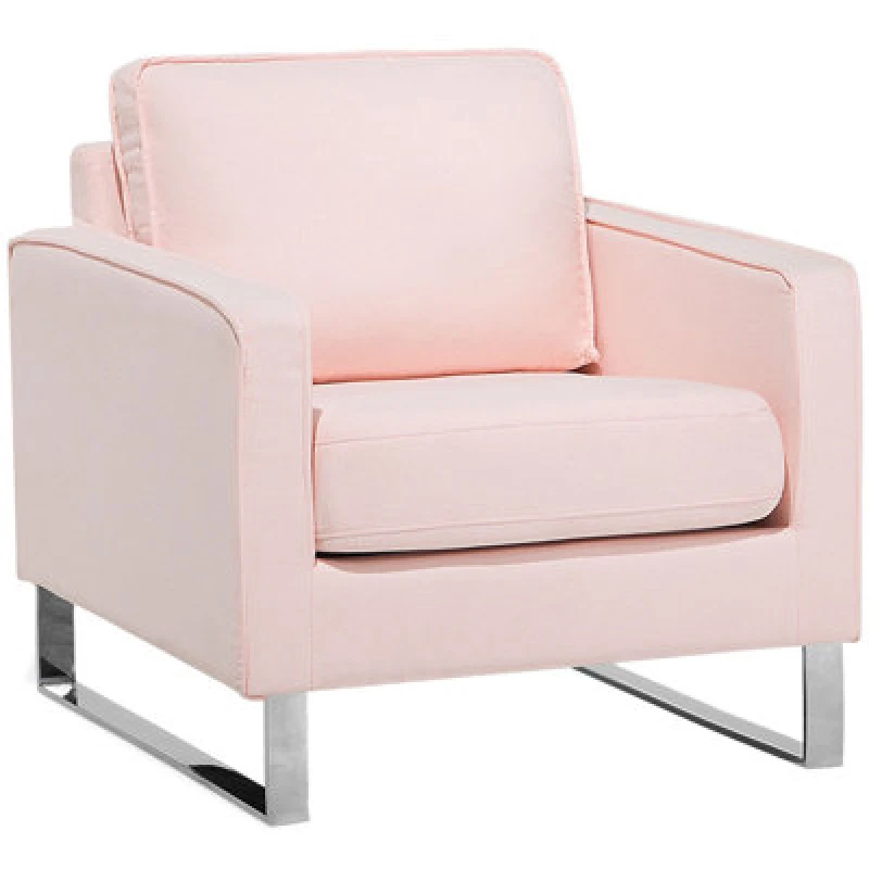 Image of Beliani Fabric Armchair Pink Vind