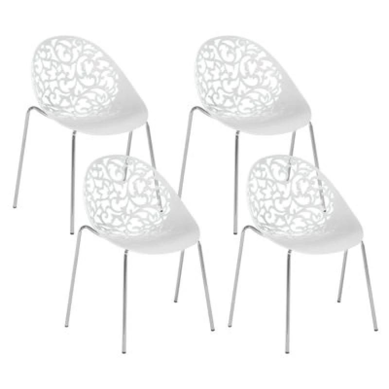 Image of Beliani Set Of 4 Dining Chairs Mumford White