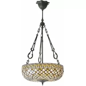 Image of Tiffany Glass Hanging Ceiling Pendant Light Dark Bronze 450mm Lamp Shade i00140