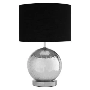 Image of Premier Housewares Naomi Table Lamp with Chrome Glass Base & Black Fabric Shade