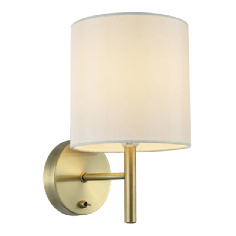 Image of Happy Homewares Contemporary Bedside Wall Lamp In Antique Brass With Toggle Switch And Shade