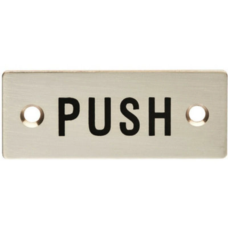 Image of Loops Rectangular Door Push Sign 75 x 30mm Satin Stainless Steel Door Plate Metallics