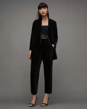 Image of AllSaints Aleida Mid-Rise Tapered Velvet Trousers