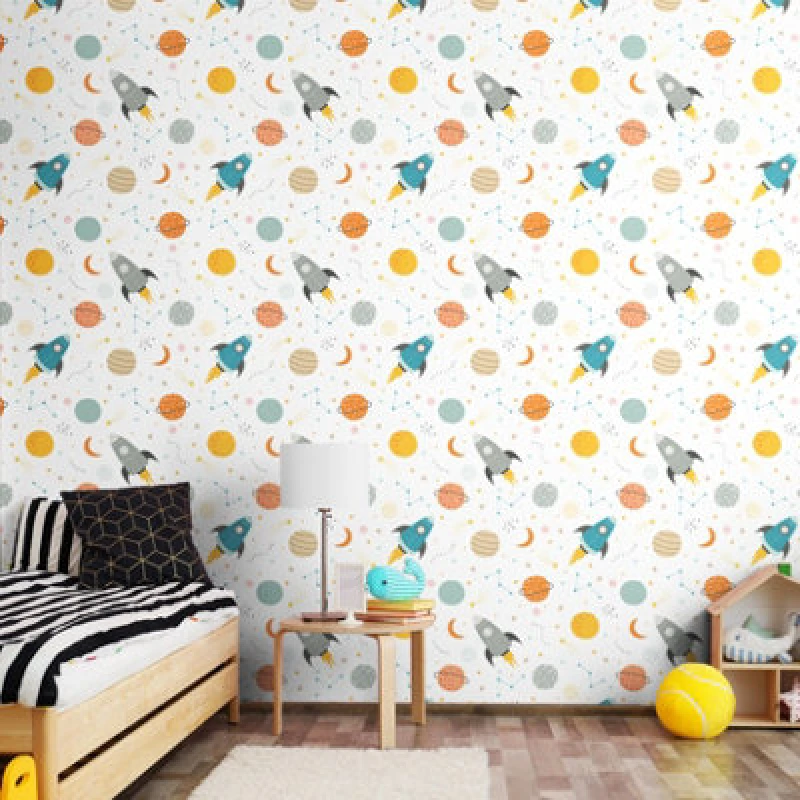 Image of Hoopla Walls Lift Off Ginger & Denim 10M Wallpaper