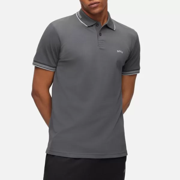 Image of BOSS Green Mens Paul Curved Polo Shirt - Dark Grey - L
