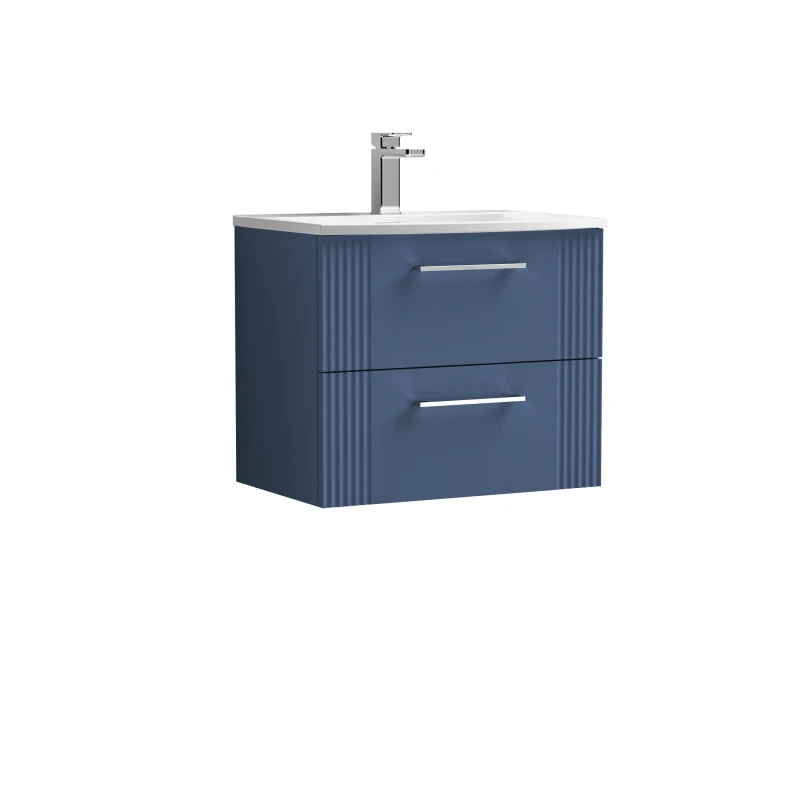 Image of Balterley 2 Drawer Wall Hung Vanity Unit Curved Basin Blue 600mm Blue